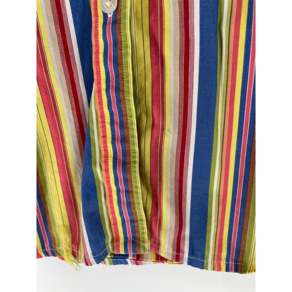 Lauren Ralph Lauren Women's Size Large Button-Down Yellow/Blue/Red Striped Top - Picture 5 of 6